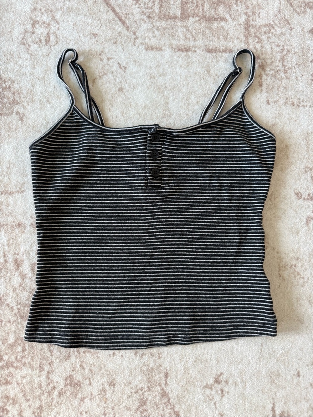 Edikted Black and White Striped Button Cami Tank